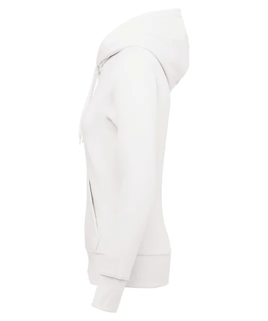 K4031 - Ecologische damessweater met capuchon en ritssluiting White