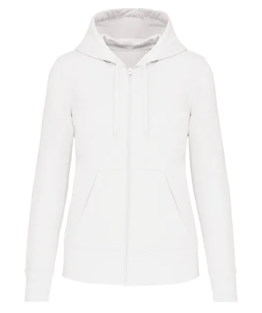 K4031 - Ecologische damessweater met capuchon en ritssluiting White