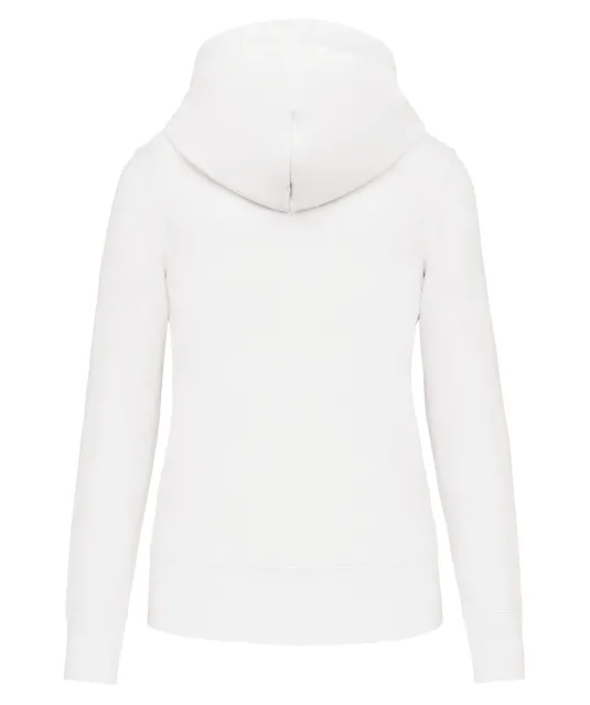 K4031 - Ecologische damessweater met capuchon en ritssluiting White