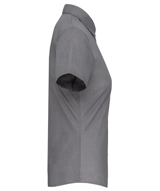 K548 - Overhemd in onderhoudsvriendelijk polykatoen-popeline korte mouwen dames Marl Storm Grey