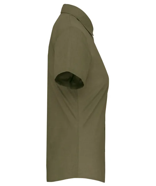 K548 - Overhemd in onderhoudsvriendelijk polykatoen-popeline korte mouwen dames Light khaki