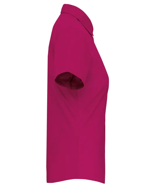K548 - Overhemd in onderhoudsvriendelijk polykatoen-popeline korte mouwen dames Fuchsia