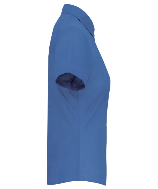 K548 - Overhemd in onderhoudsvriendelijk polykatoen-popeline korte mouwen dames Cobalt Blue