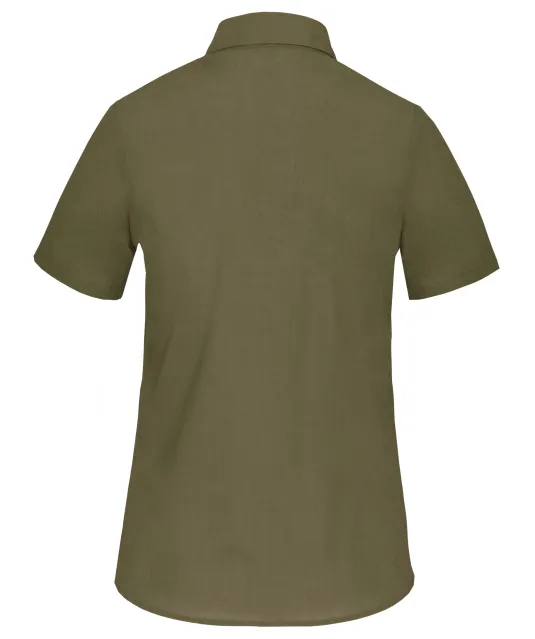 K548 - Overhemd in onderhoudsvriendelijk polykatoen-popeline korte mouwen dames Light khaki
