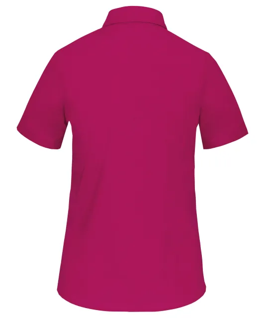 K548 - Overhemd in onderhoudsvriendelijk polykatoen-popeline korte mouwen dames Fuchsia