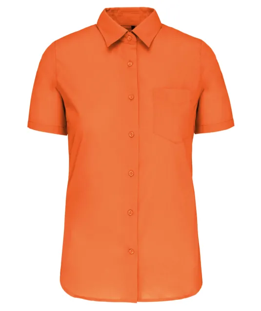 K548 - Overhemd in onderhoudsvriendelijk polykatoen-popeline korte mouwen dames Orange
