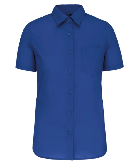 K548 - Overhemd in onderhoudsvriendelijk polykatoen-popeline korte mouwen dames Light Royal Blue
