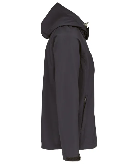 K413 - Heren softshell jas met afneembare capuchon Titanium