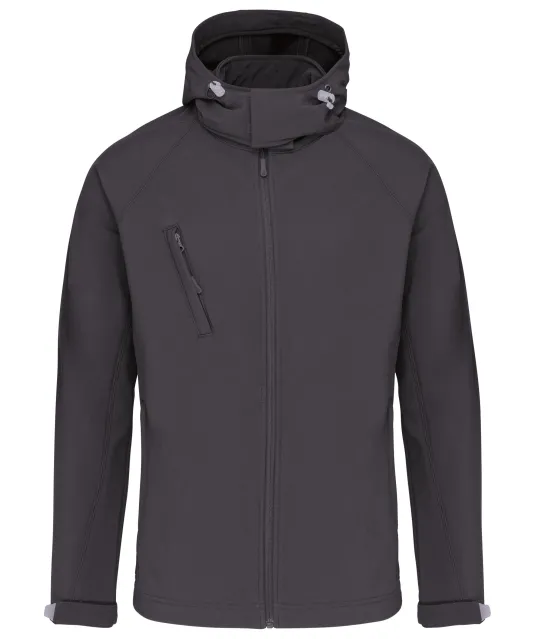 K413 - Heren softshell jas met afneembare capuchon Titanium
