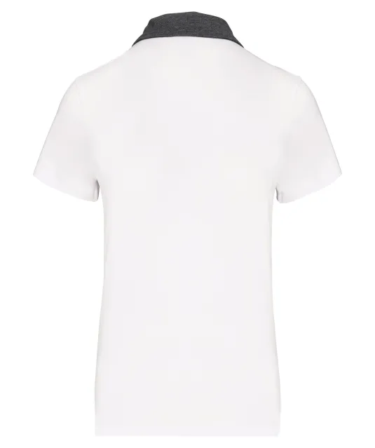 K261 - Tweekleurige damespolo jersey White / Dark Grey Heather