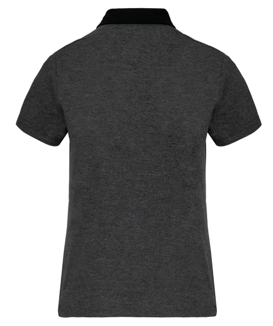 K261 - Tweekleurige damespolo jersey Dark Grey Heather / Black