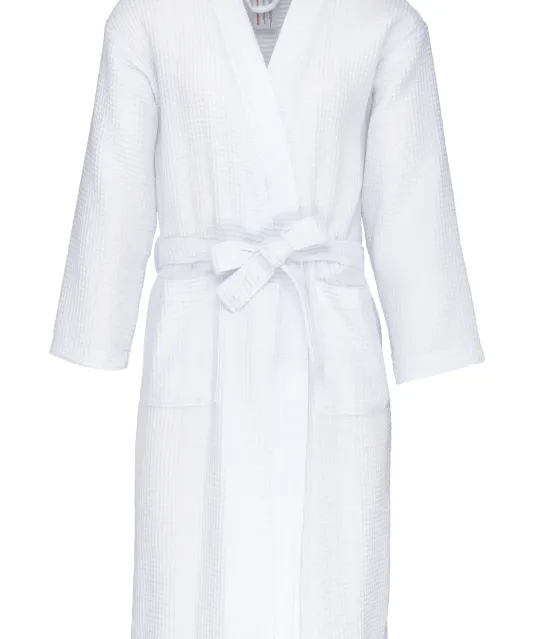 K122 - Kimono Badjas Honinggraatstructuur White