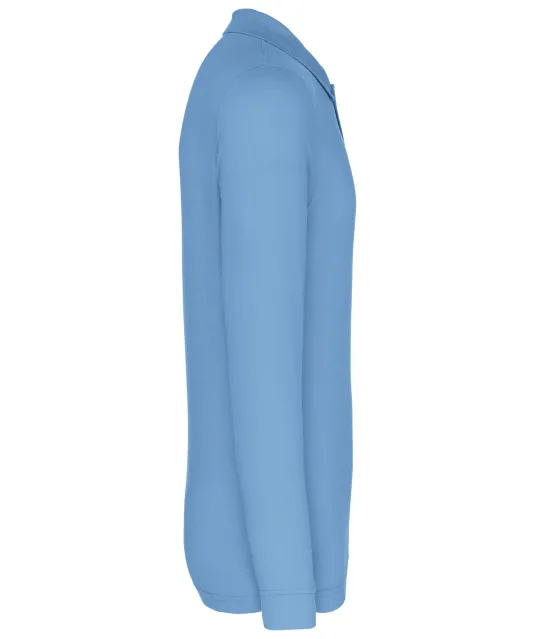 K256 - Piqué-herenpolo lange mouwen Sky Blue
