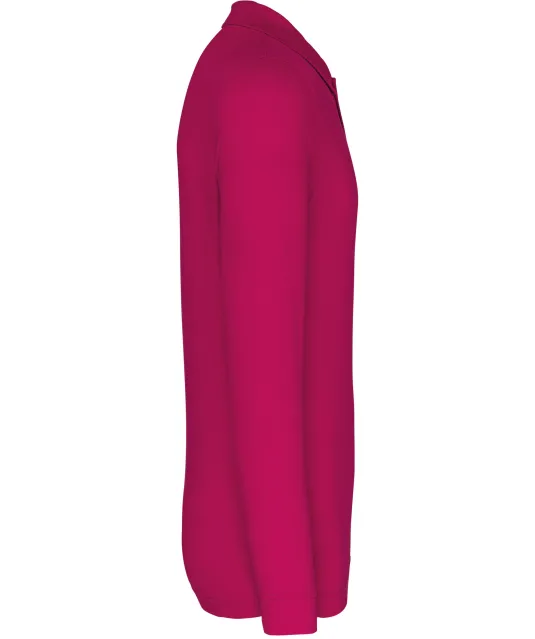 K256 - Piqué-herenpolo lange mouwen Fuchsia