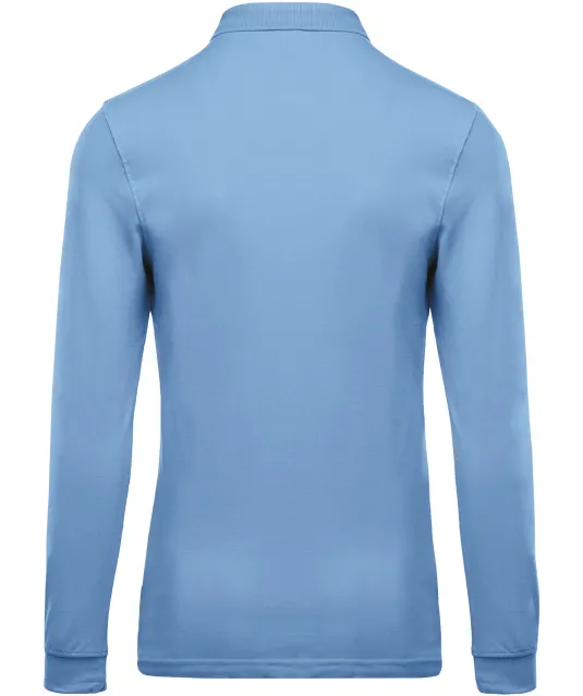 K256 - Piqué-herenpolo lange mouwen Sky Blue