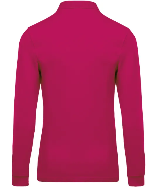 K256 - Piqué-herenpolo lange mouwen Fuchsia