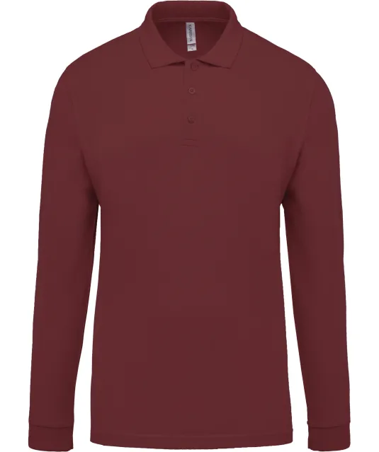 K256 - Piqué-herenpolo lange mouwen Wine