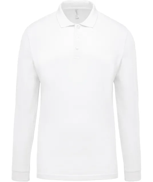 K256 - Piqué-herenpolo lange mouwen White