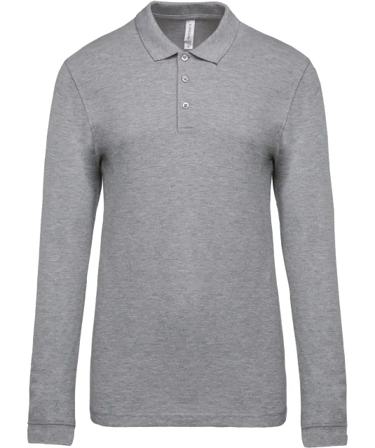 K256 - Piqué-herenpolo lange mouwen Oxford Grey
