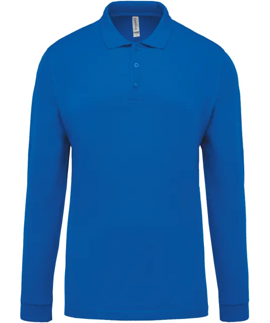 K256 - Piqué-herenpolo lange mouwen Light Royal Blue