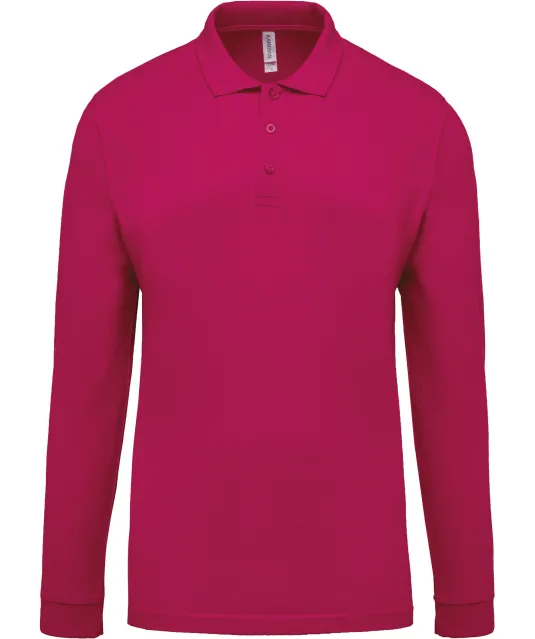K256 - Piqué-herenpolo lange mouwen Fuchsia