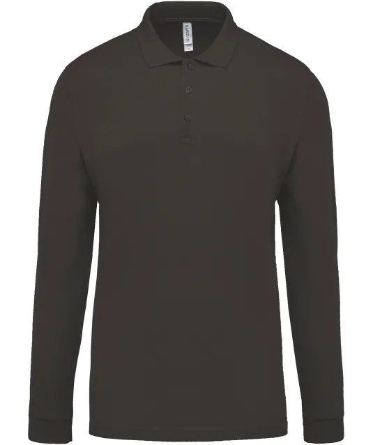 K256 - Piqué-herenpolo lange mouwen Dark Grey