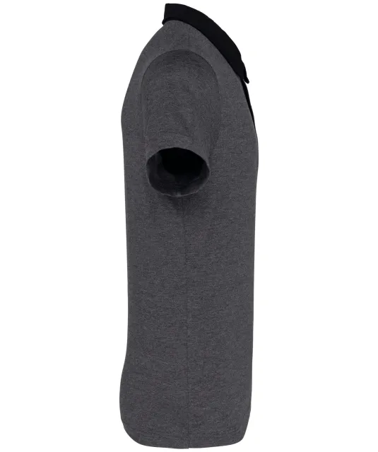 K260 - Tweekleurige herenpolo jersey Dark Grey Heather / Black