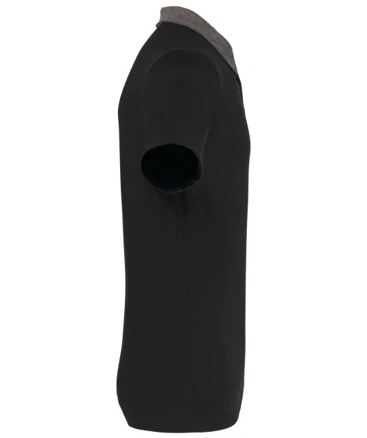 K260 - Tweekleurige herenpolo jersey Black / Dark Grey Heather