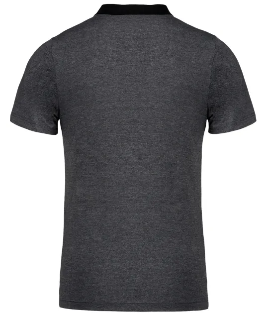 K260 - Tweekleurige herenpolo jersey Dark Grey Heather / Black