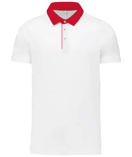 K260 - Tweekleurige herenpolo jersey White / Red