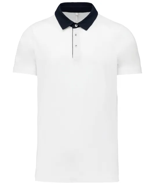K260 - Tweekleurige herenpolo jersey White / Navy