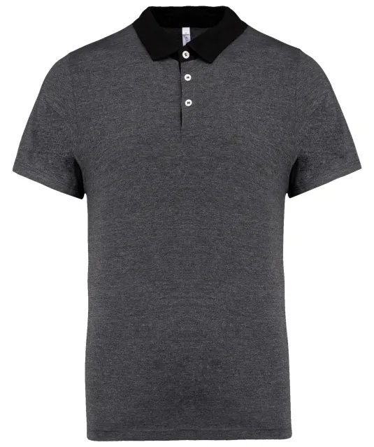 K260 - Tweekleurige herenpolo jersey Dark Grey Heather / Black