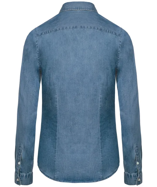 K509 - Damesblouse Denim Chambray Blue