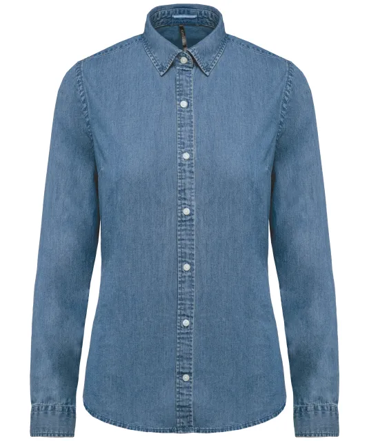 K509 - Damesblouse Denim Chambray Blue
