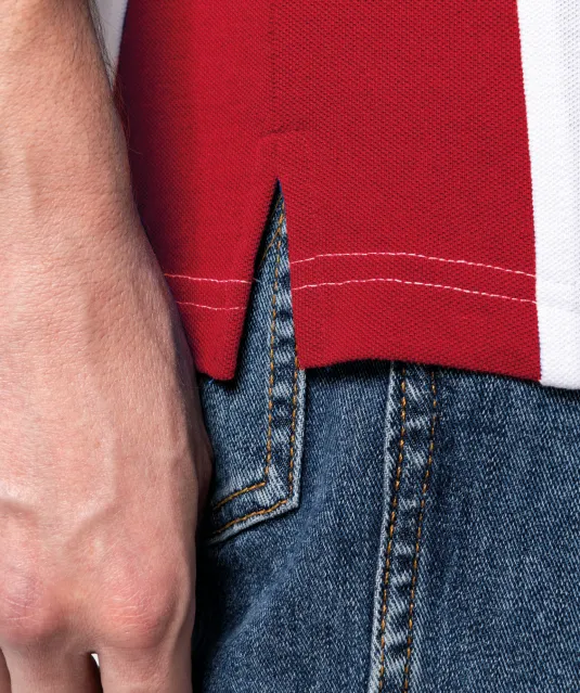 K232 - Tweekleurige piquépolo korte mouwen heren Light Grey / Red