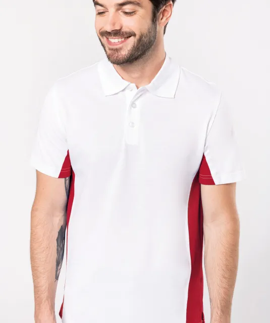K232 - Tweekleurige piquépolo korte mouwen heren Light Grey / Red