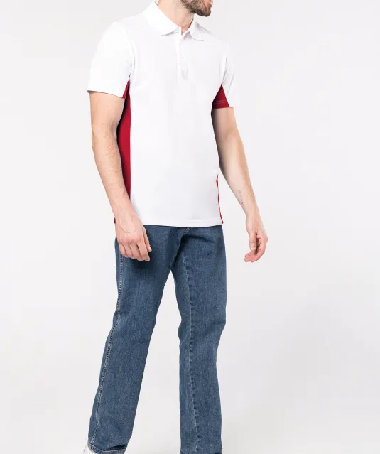 K232 - Tweekleurige piquépolo korte mouwen heren Light Grey / Red