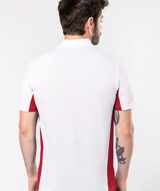 K232 - Tweekleurige piquépolo korte mouwen heren Light Grey / Red