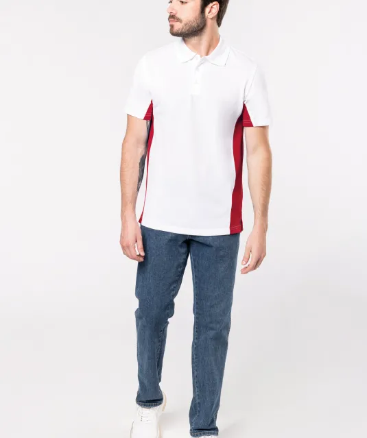 K232 - Tweekleurige piquépolo korte mouwen heren Light Grey / Red