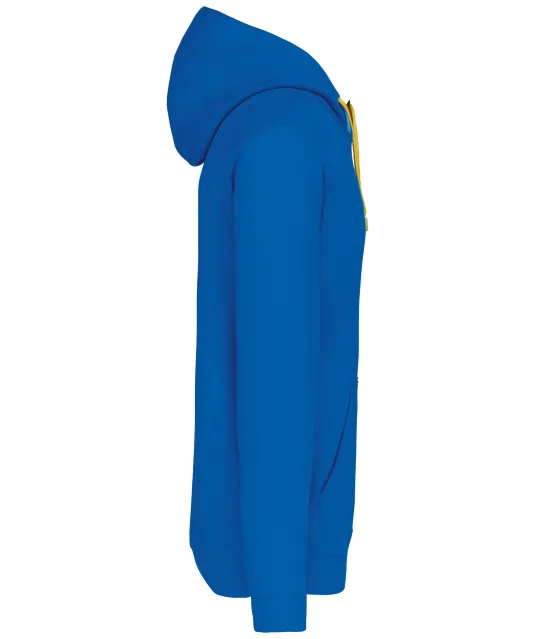 K446 - Sweater met contrasterende capuchon Light Royal Blue / Yellow