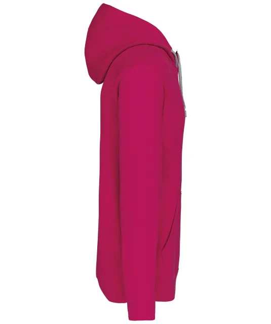 K446 - Sweater met contrasterende capuchon Fuchsia / Fine Grey