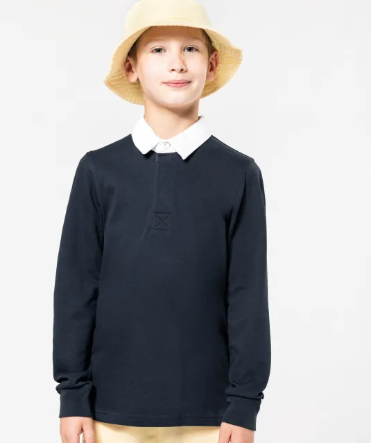K214 - Kinder-rugbypolo Navy / White