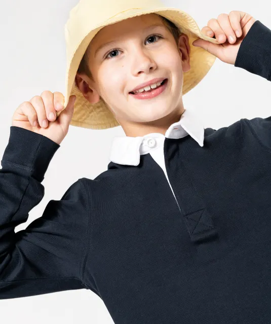 K214 - Kinder-rugbypolo Light Royal Blue / White