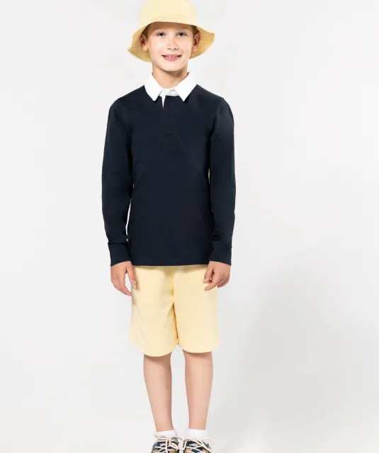 K214 - Kinder-rugbypolo Light Royal Blue / White