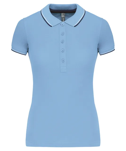 K251 - Damespolo korte mouwen Sky Blue / Navy / White