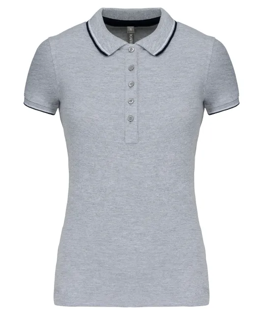 K251 - Damespolo korte mouwen Oxford Grey / Navy / White
