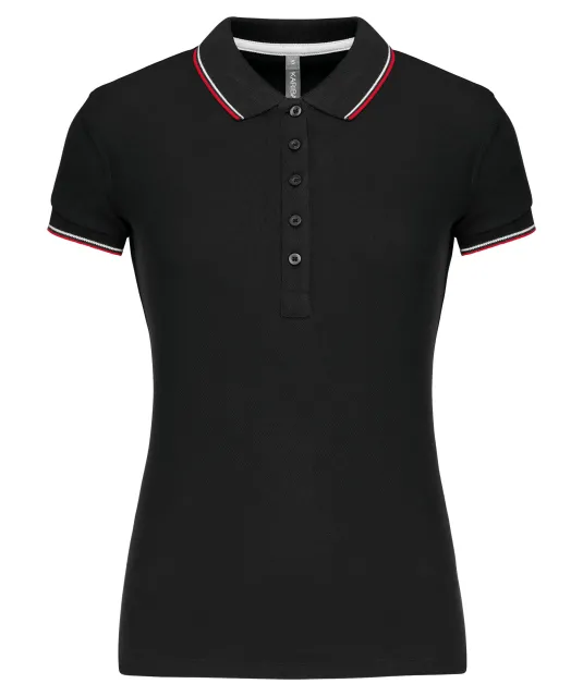 K251 - Damespolo korte mouwen Black / Red / White
