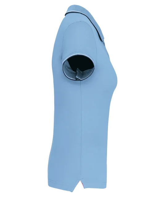 K251 - Damespolo korte mouwen Sky Blue / Navy / White