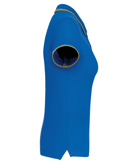 K251 - Damespolo korte mouwen Light royal blue/Yellow/White
