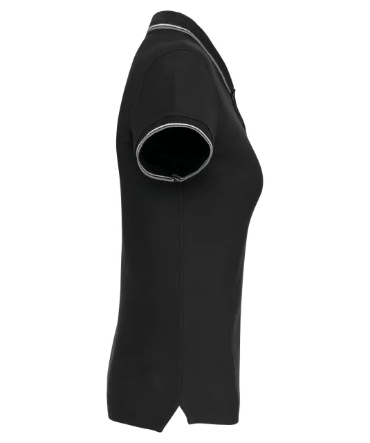 K251 - Damespolo korte mouwen Black / Light Grey / White